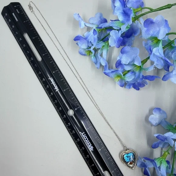 Sterling Silver Morpho Reversible Vintage Heart Pendant Necklace ULTRA UNIQUE - Picture 9 of 9